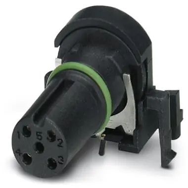 Echt Einbaubuchse, M12, 4-polig, Lötstifte, Schraubverriegelung, abgewinkelt, 1432444