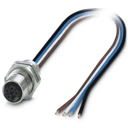 Einbaubuchse, M12, 4-polig, Litzenanschluss, gerade, 1425634 Geprüft