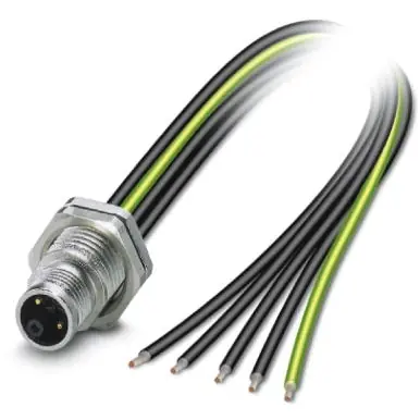 Billig Einbaustecker, M12, 5-polig, Litzenanschluss, gerade, 1425637