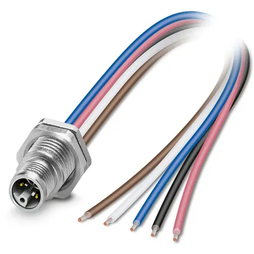 Einbaustecker, M12, 5-polig, Litzenanschluss, gerade, 1425629 Preisreduziert