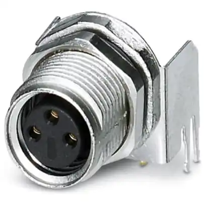 Sonderaktion Einbaubuchse, M8, 3-polig, Lötstifte, Schraubverriegelung, abgewinkelt, 1456145