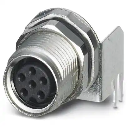 Highlight Einbaubuchse, M8, 6-polig, Lötstifte, Schraubverriegelung, abgewinkelt, 1424243