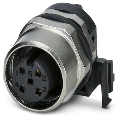 Einbaubuchse, M12, 4-polig, Lötstifte, Schraubverriegelung, gerade, 1436564 Letzte Chance