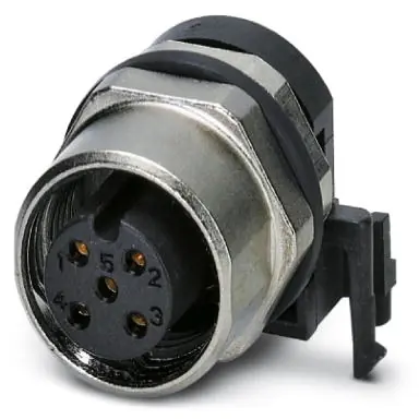 Einbaubuchse, M12, 5-polig, Lötstifte, Schraubverriegelung, gerade, 1438024 Abverkauf
