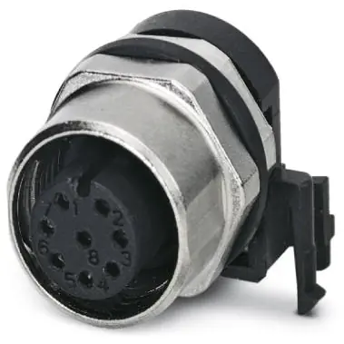 Einbaubuchse, M12, 8-polig, Lötstifte, Schraubverriegelung, gerade, 1436974 Letzte Chance