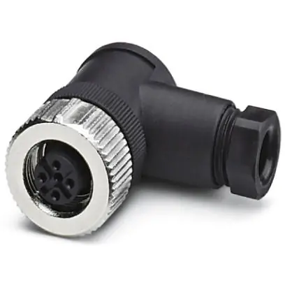 Kupplung, M12, 4-polig, Schraubanschluss, SPEEDCON-Verriegelung, abgewinkelt, 1543058 Zertifiziert