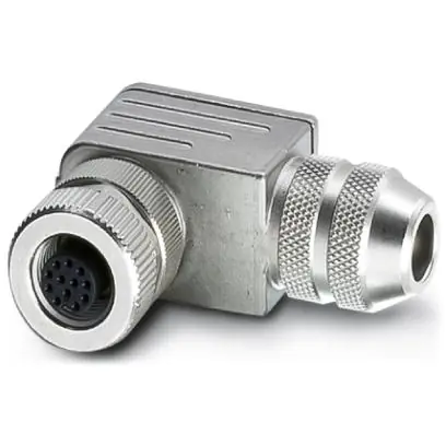 Kupplung, M12, 12-polig, Lötanschluss, Schraubverriegelung, abgewinkelt, 1404413 Kracherpreis