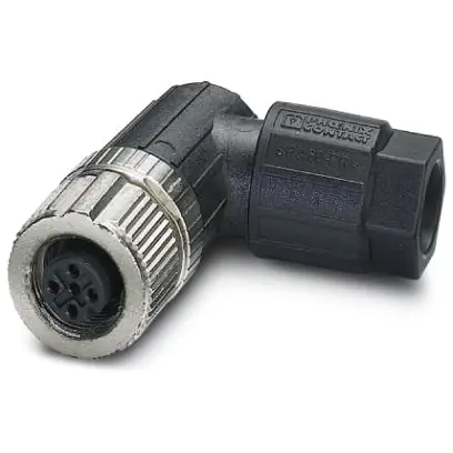 Kupplung, M12, 4-polig, Push-in, Schraubverriegelung, abgewinkelt, 1424656 Top-Preis