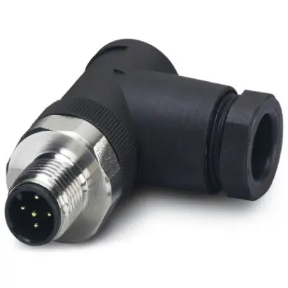 Rabatt Stecker, M12, 5-polig, Schraubanschluss, Schraubverriegelung, abgewinkelt, 1553239
