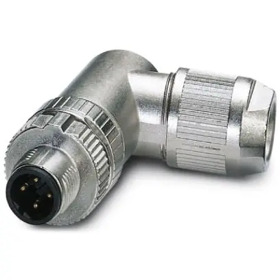 Stecker, M12, 4-polig, Push-in, Schraubverriegelung, abgewinkelt, 1424684 Schneller Versand