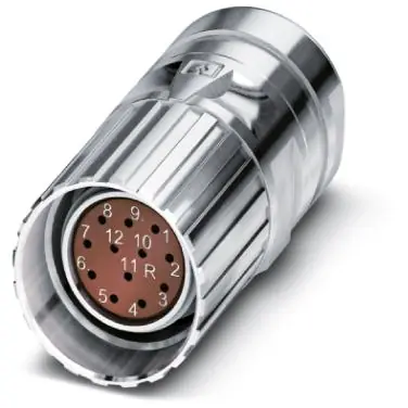 Kupplung, M23, 12-polig, Crimpanschluss, Schraubverriegelung, gerade, 1619633 Finale Aktion