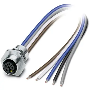 Billig Einbaubuchse, M12, 5-polig, Litzenanschluss, gerade, 1415296