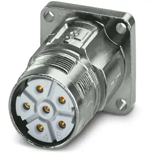 Aufbaubuchse, M23, 6-polig, Crimpanschluss, Standard-/ONECLICK-Schnellverriegelung, gerade, 1628832 Zertifiziert