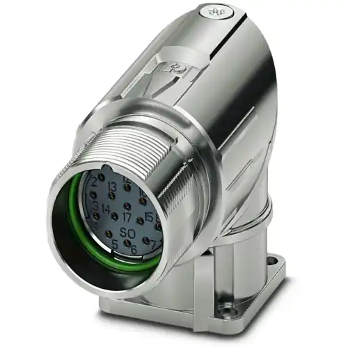 Highlight Aufbaubuchse, M23, 17-polig, Crimpanschluss, Standard-/ONECLICK-Schnellverriegelung, abgewinkelt, 1628497