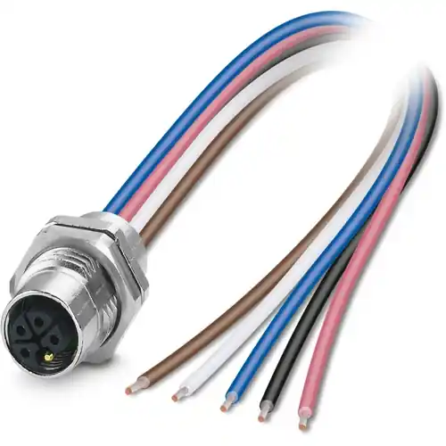 Einbaubuchse, M12, 5-polig, Litzenanschluss, gerade, 1239085 Billig