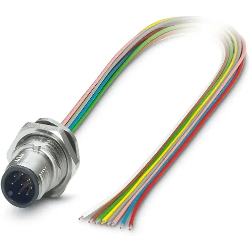 Einbaustecker, M12, 8-polig, Litzenanschluss, gerade, 1239280 Preisreduziert