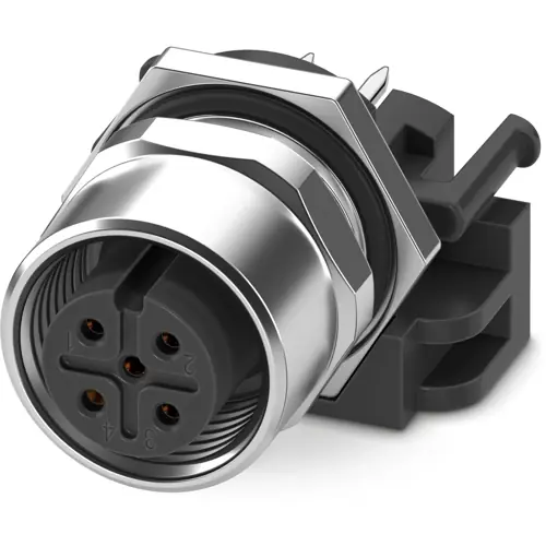 Markenware Einbaubuchse, M12, 5-polig, Lötstifte, gerade, 1396599