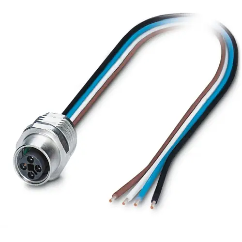 Einbaubuchse, M12, 4-polig, Litzenanschluss, gerade, 1239444 Preiswert