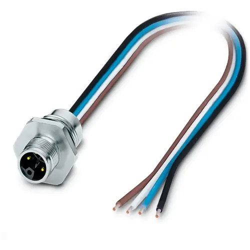 Einbaustecker, M12, 4-polig, Litzenanschluss, gerade, 1239517 Expressversand