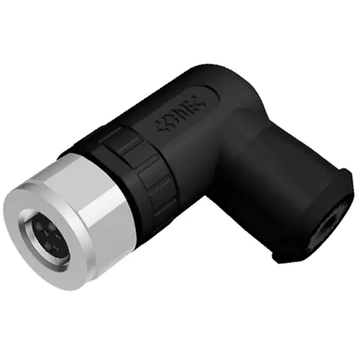 Markenprodukt Kupplung, M8, 3-polig, Schraubanschluss, Schraubverriegelung, abgewinkelt, 42-00026