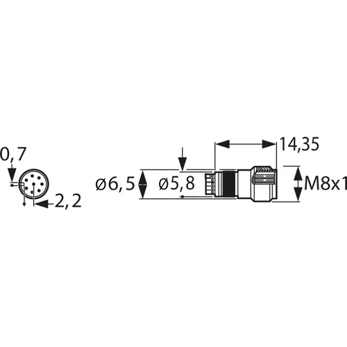 Einbaustecker, M8, 8-polig, Lötanschluss, Schraubverriegelung, gerade, 88036 Direkt Vom Hersteller