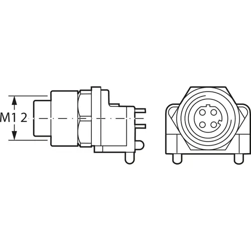 Sale Einbaubuchse, M12, 4-polig, Lötstifte, Schraubverriegelung, gerade, 934451021