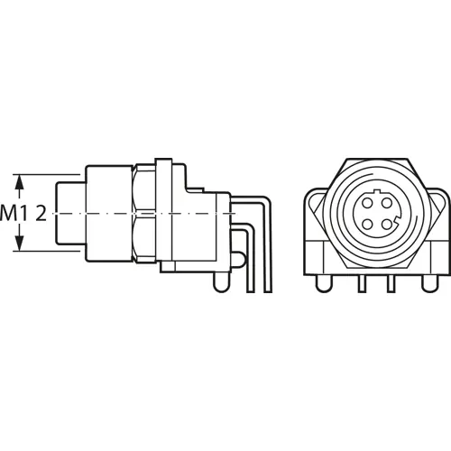 Super-Preis Einbaubuchse, M12, 4-polig, Lötstifte, Schraubverriegelung, abgewinkelt, 934451521
