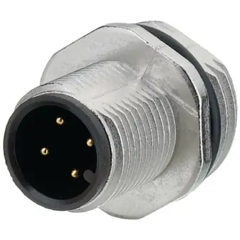 Highlight Einbaustecker, M12, 4-polig, Lötanschluss, Schraubverriegelung, gerade, 09 0431 387 04