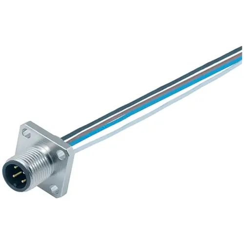 Einbaustecker, M12, 4-polig, Litzenanschluss, Schraubverriegelung, gerade, 76 0931 0111 00004-0200 Zertifiziert