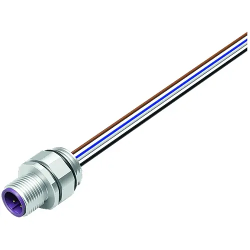 Einbaustecker, M12, 4-polig, Litzenanschluss, Schraubverriegelung, gerade, 76 0733 0011 00104-0200 Geprüft