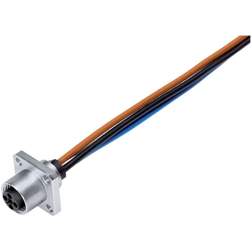 Kostenloser Versand Einbaubuchse, M12, 4-polig, Litzenanschluss, Schraubverriegelung, gerade, 09 0632 070 04