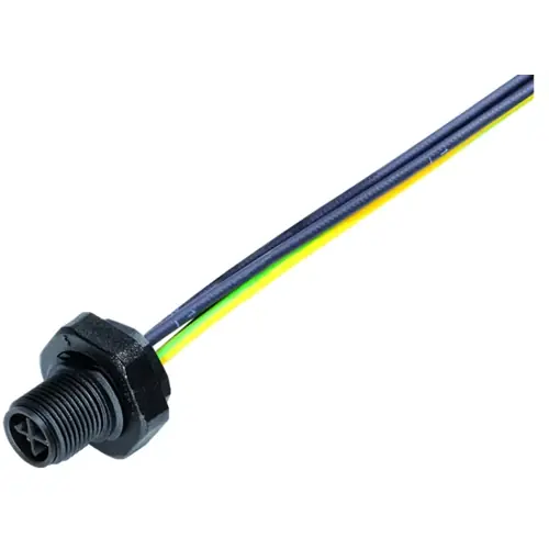 Einbaustecker, M12, 3-polig + PE, Litzenanschluss, Schraubverriegelung, gerade, 09 0691 320 04 Neu Im Sortiment