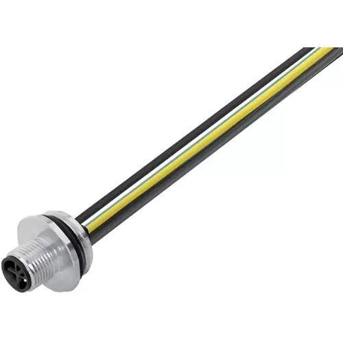 Markenprodukt Einbaustecker, M12, 3-polig + PE, Litzenanschluss, Schraubverriegelung, gerade, 09 0691 642 04