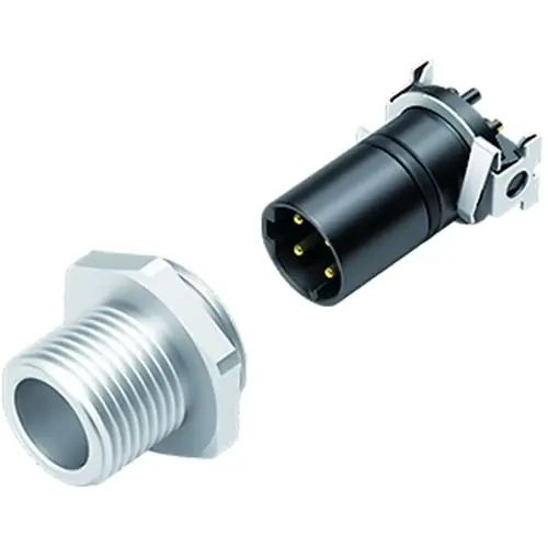 Billig Einbaustecker, M12, 4-polig, SMD, Schraubverriegelung, gerade, 99 3731 401 04