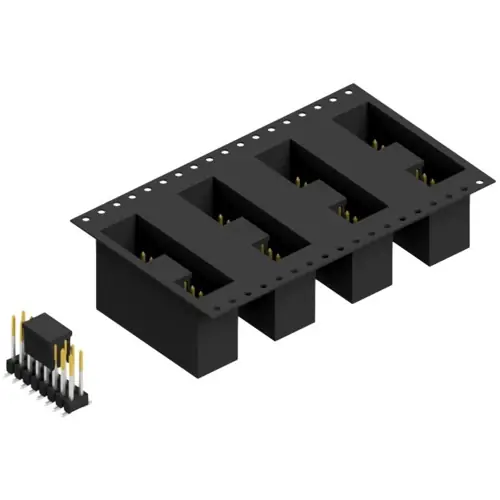 Stiftleiste, 16-polig, RM 2.54 mm, abgewinkelt, schwarz, SL11SMD10416SBTR Highlight