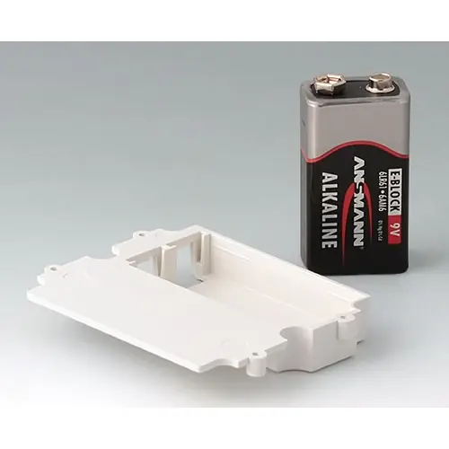 Batteriefach, 1 x 9 V, ABS, weiß, für 9 V-Block, A9174003 Sonderaktion