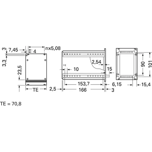 Kassettenbausatz, (L x B) 166 x 70.8 mm, 14 TE, für Baugruppenträger, 34 407 015 00 Knallerangebot
