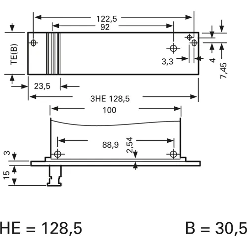 Teilfrontplatte, mit Leiterplattenhalter und Griffleiste, Aluminium-Druckguss, (B) 30.5 mm, 4 TE, 34 405 376 00 Direkt Vom Hersteller