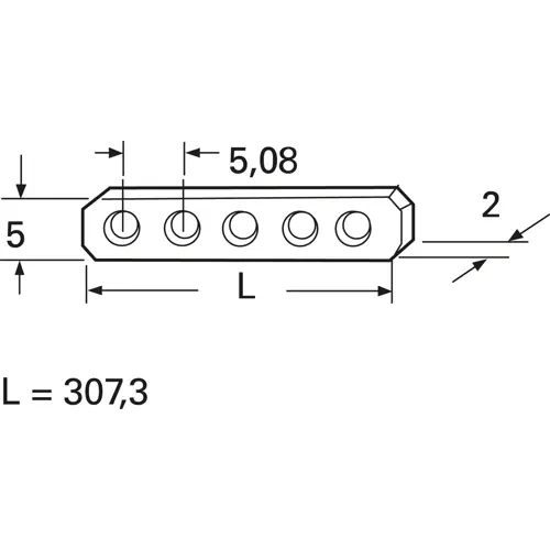 Online Kaufen Gewindestreifen, Stahl, (L x B x H) 307.3 x 2 x 5 mm, für Baugruppenträger, 34 512 003 11