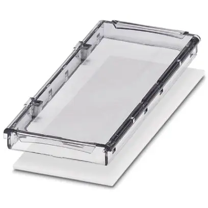 Neu Im Sortiment Gehäusedeckel, PC, (B x H x T) 107.6 x 45 x 8 mm, transparent/lichtgrau, für Gehäuse, 2896131