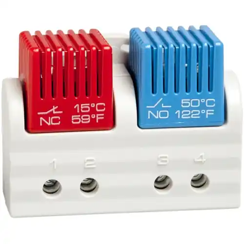 Markenware Thermostat, öffner 15/5 °C, schließer 50/40 °C, Kunststoff, (B x H x T) 63 x 47 x 33 mm, lichtgrau, 01163.0-00