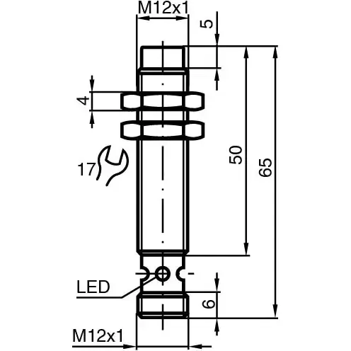 Induktiver Sensor, PNP, Einbaumontage, nicht bündig, 1 Schließer, 17 mA, 089925 Geprüft