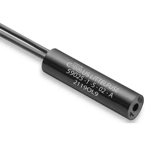 Wochenendangebot Reedschalter, schwarz, Einbaumontage Ø 6,22 mm, 1 Schließer, 10 W, 300 V (DC), 0.5 A, 59025-1-T-02-F