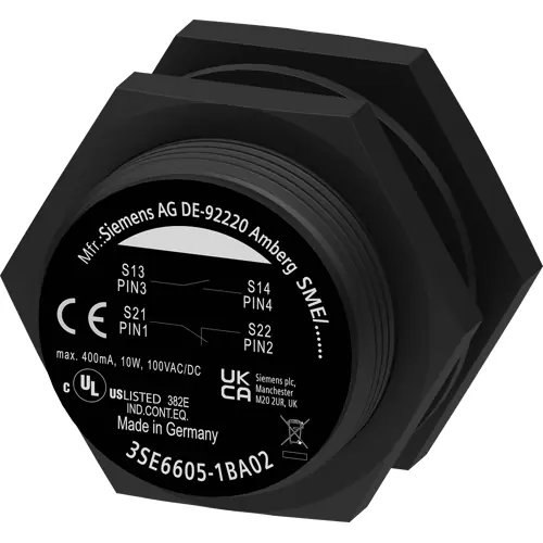 Begrenztes Angebot Reedschalter, Magnet, Aufbaumontage, 1 Schließer + 1 Öffner, 10 W, 100 V (DC), 400 mA, 3SE6605-1BA02