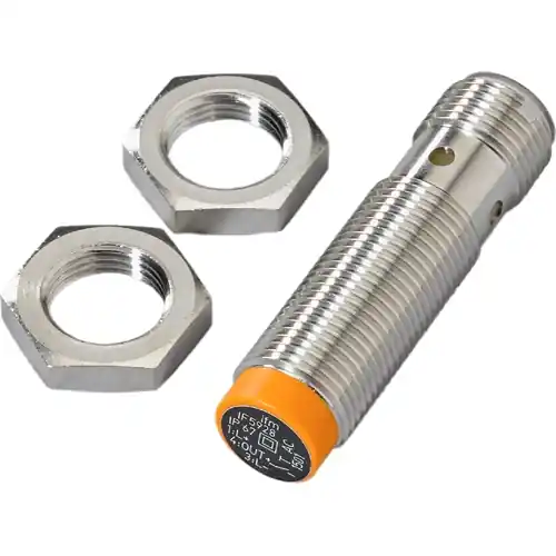 Neu Im Sortiment Induktiver Sensor, PNP, Einbaumontage M12, nicht bündig, 1 Schließer, 30 V (DC), 200 mA, IF5928