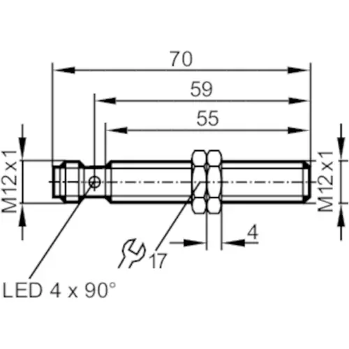 Induktiver Sensor, PNP, Einbaumontage M12, bündig, 1 Schließer, 30 V (DC), 100 mA, IFC276 Meistverkauft