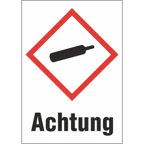 Jetzt Kaufen Gefahrgut-Schild, Symbol: GHS04/Text: "Achtung", (B) 26 mm, Kunststoff, 013.27-9-37X26-W1 / 36 ST, Packung mit 36 Stück