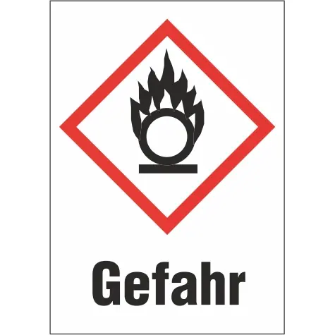 Expressversand Gefahrgut-Schild, Symbol: GHS03/Text: "Gefahr", (B) 37 mm, Kunststoff, 013.26-9-52X37-V / 16 ST., Packung mit 16 Stück