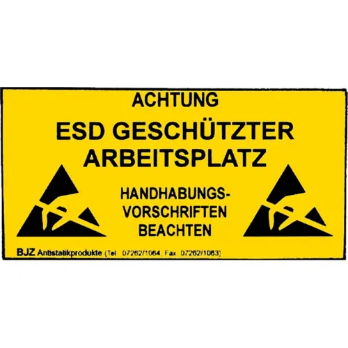 Meistverkauft Hinweisschild, Text: ESD-geschützter Arbeitsplatz, (L x B) 73 x 120 mm, Vinyl, C-191 761