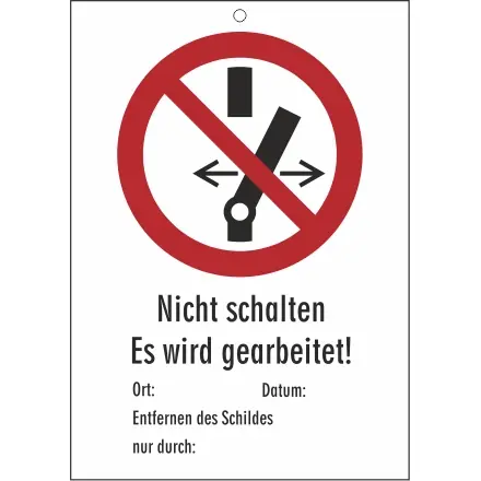 Direktkauf Warnschild, Text: "Es wird gearbeitet", (B) 65 mm, Kunststoff, 080.16-6-92X65-H